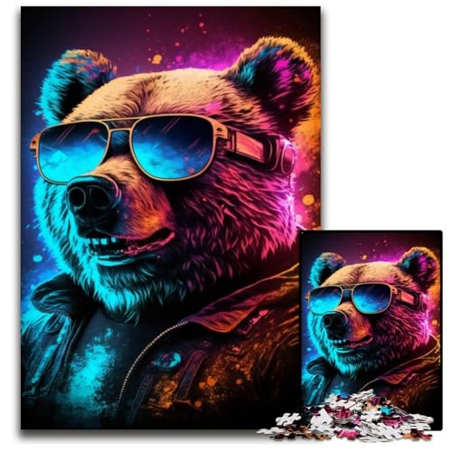 Puzzle 1000 Teile für Erwachsene Neon Nights Bear Holzpuzzle Denkspiel für Teenager und Familieninteraktion 26x38cm Puzzle 1000 Teile für Erwachsene Neon Nights Bear Holzpuzzle Denkspiel für Teenager und Familieninteraktion 26x38cm von LGSHENG