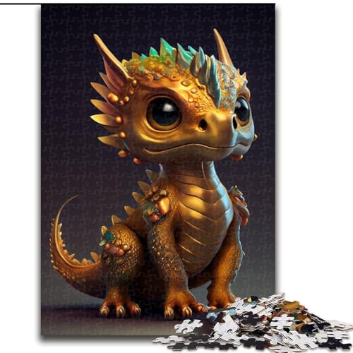Puzzle 1000 Teile für Erwachsene Niedlicher Goldener Drache Puzzle Spiel für Erwachsene Geschenk Familieninteraktives Spiel Gehirnherausforderung Geschenk (Größe: 26x38cm) von LGSHENG