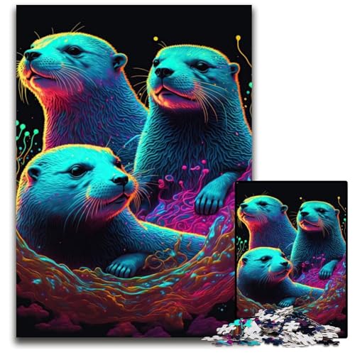 Puzzle 1000 Teile für Erwachsene Otter Neon Holzpuzzle Ideales DIY-Dekor & Denksport-Geschenk 50x75CM/19.68x29.52inch Puzzle 1000 Teile für Erwachsene Otter Neon Holzpuzzle Ideales DIY-Dekor & Denksport-Geschenk 50x75CM/19.68x29.52inch von LGSHENG