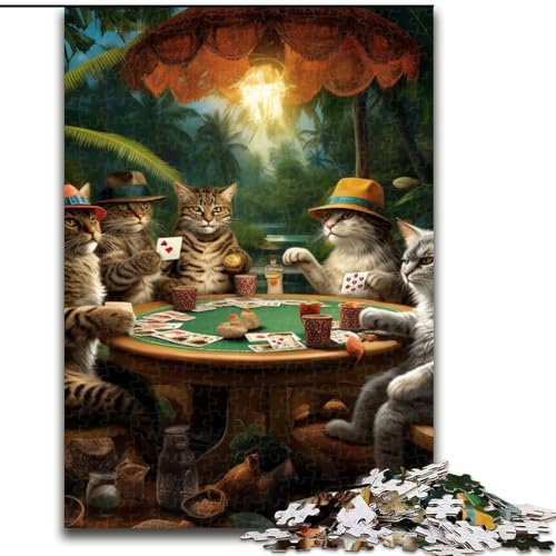 Puzzle 1000 Teile für Erwachsene Tiere Spielen Poker Puzzle Spiel für Erwachsene Geschenk Familie Interaktives Spiel Gehirn Herausforderung Geschenk (Größe: 50x75cm) von LGSHENG
