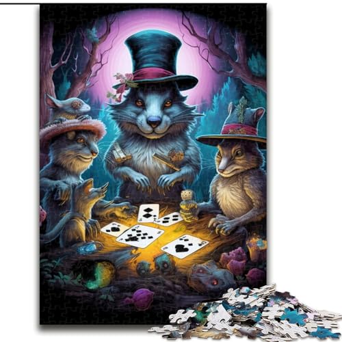 Puzzle 1000 Teile für Erwachsene Tiere Spielen Poker Puzzle Spiel für Erwachsene Geschenk Familie Interaktives Spiel Gehirn Herausforderung Geschenk (Größe: 50x75cm) von LGSHENG