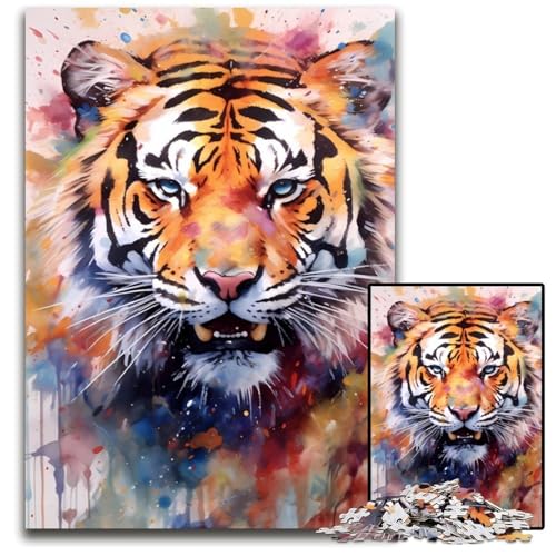 Puzzle 1000 Teile für Erwachsene Tiger Aquarell Holzpuzzle Denkspiel, Interaktives Familienspiel, Geeignet für Kinder ab 14 Jahren 50x75CM/19.68x29.52inch Puzzle 1000 Teile für Erwachsene Tiger Aquarell Holzpuzzle Denkspiel, Interaktives Familienspiel, Geeignet für Kinder ab 14 Jahren 50x75CM/19.68x29.52inch von LGSHENG