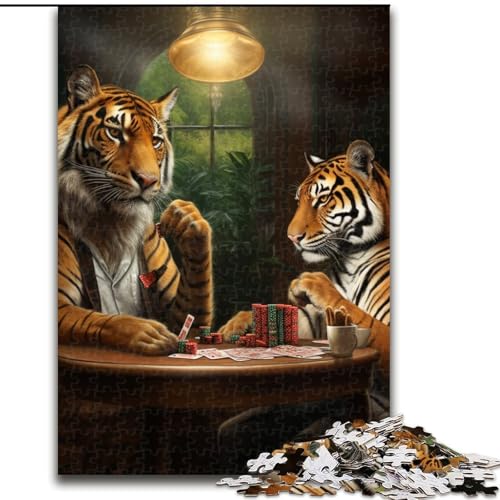 Puzzle 1000 Teile für Erwachsene Tiger Poker Puzzle für Jugendliche Familien-Lernspiele Heimdekoration Geschenk (Größe: 26x38cm) von LGSHENG