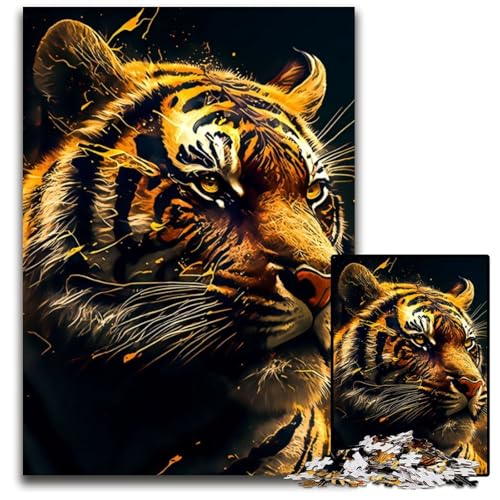 Puzzle 1000 Teile für Erwachsene Tiger Unmögliches Puzzle für Erwachsene DIY Wohnkultur Geschenk, Denksportspiel 26X38CM/10.23x14.96inch von LGSHENG