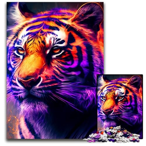 Puzzle 1000 Teile für Erwachsene Tiger.. Hölzernes Puzzle-Denkspiel, interaktives Familienspiel, geeignet für Kinder ab 14 Jahren, 50x75cm von LGSHENG