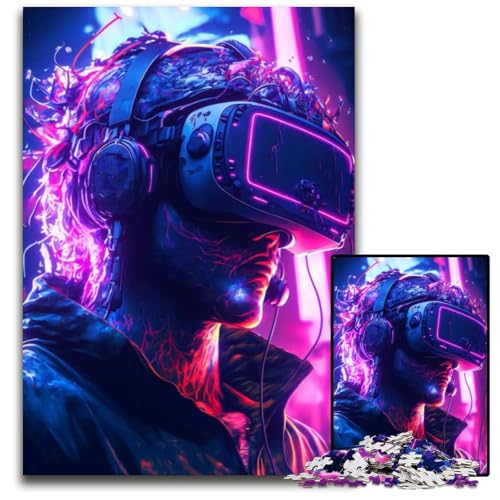Puzzle 1000 Teile für Erwachsene VR Gamer Papp-Puzzle-Denkspiel, interaktives Familienspiel, geeignet für Kinder ab 14 Jahren, 26x38cm von LGSHENG