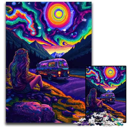 Puzzle 1000 Teile für Erwachsene Wandering Wonder Holzpuzzle Interaktives Familienspiel, Bastelgeschenk mit farbenfrohen Kunstwerken 26X38CM/10,23x14,96 Zoll von LGSHENG