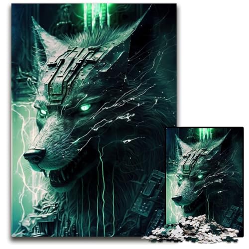 Puzzle 1000 Teile für Erwachsene Wolf Cyber Holzpuzzle Ideales DIY-Dekor & Denksport-Geschenk 26X38CM/10.23x14.96inch Puzzle 1000 Teile für Erwachsene Wolf Cyber Holzpuzzle Ideales DIY-Dekor & Denksport-Geschenk 26X38CM/10.23x14.96inch von LGSHENG
