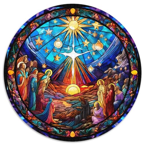 Puzzle für 1000 Teile, Buntglas-Krippe, 1000-teiliges Puzzle für Erwachsene, unmögliche pädagogische Heimdekoration, Spiele und Geschenke (67,5 x 67,5 cm) von LGSHENG