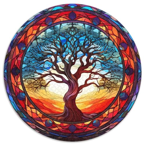 Puzzle für 1000 Teile, Buntglasbaum, 1000-teiliges Puzzle für Erwachsene, unmögliche pädagogische Heimdekoration, Spiele und Geschenke (67,5 x 67,5 cm) von LGSHENG