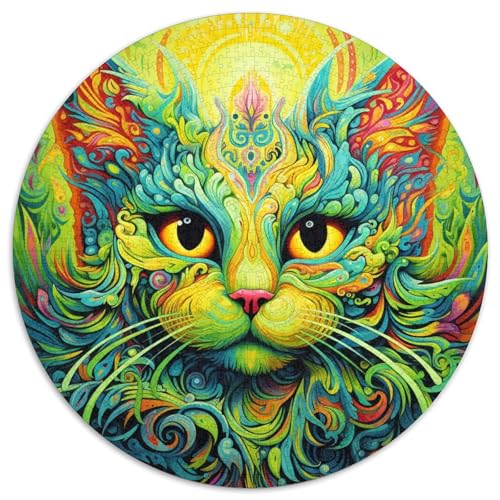 Puzzle für 1000 Teile, Grüne Katze, 1000-teiliges Puzzle für Erwachsene, Unmögliches Lernpuzzle, Heimdekoration, Spiele und Geschenke (67,5 x 67,5 cm) von LGSHENG