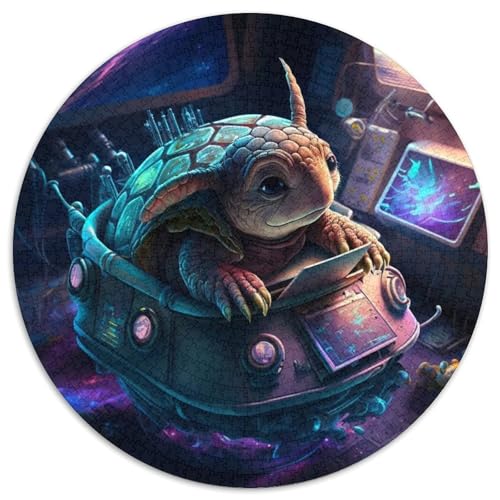 Puzzle für 1000 Teile, Weltraumschildkröte, rund, aus Pappe, fördert die Hand-Auge-Koordination, 67,5 x 67,5 cm Puzzle für 1000 Teile, Weltraumschildkröte, rund, aus Pappe, fördert die Hand-Auge-Koordination, 67,5 x 67,5 cm von LGSHENG