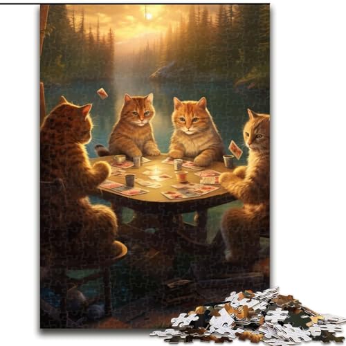 Puzzle für Erwachsene, 1000 Katzen Spielen Poker, kreatives Familienspiel und Heimdekoration, Teenager (Größe: 26x38cm) von LGSHENG