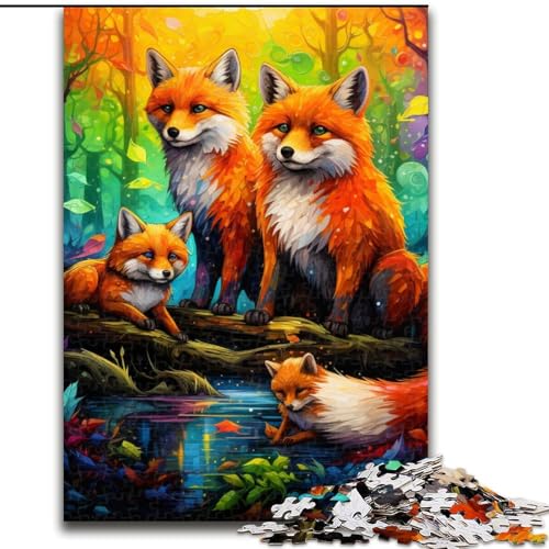 Puzzle für Erwachsene, 1000 Teile, Art Fox Puzzle, anspruchsvolles DIY-Dekorationsspiel, interaktives Familienspielzeug (Größe: 50x75cm) von LGSHENG