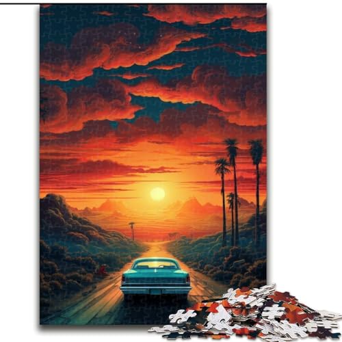 Puzzle für Erwachsene, 1000 Teile, Autofahren unter Sonnenuntergang, Teenager, Paare und Freunde zum Geburtstag, Weihnachten (Größe: 26x38cm) von LGSHENG