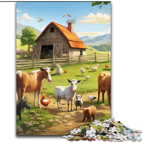 Puzzle für Erwachsene, 1000 Teile, Bauernhoftier-Puzzle, Spielgeschenk für Erwachsene, interaktives Familienspiel, Gehirn-Herausforderungsgeschenk (Größe: 26x38cm) von LGSHENG