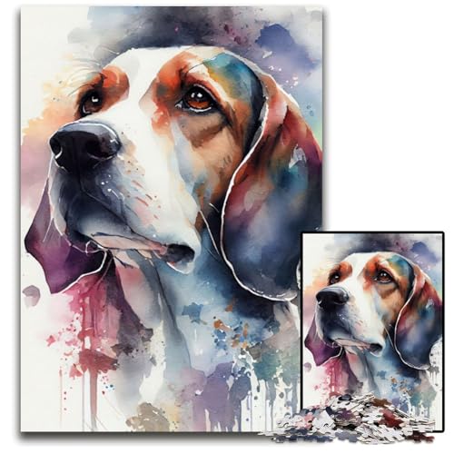 Puzzle für Erwachsene, 1000 Teile, Beagle-Aquarell, Puzzle für Erwachsene, hochschwieriges Denkspiel für Jugendliche, 50x75cm von LGSHENG