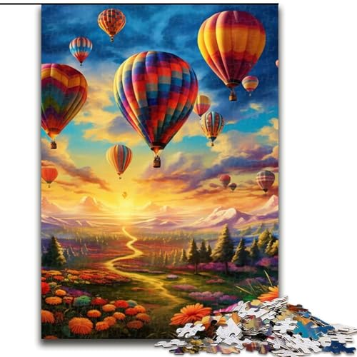 Puzzle für Erwachsene, 1000 Teile, Bunte Heißluftballons, anspruchsvolles DIY-Dekorationsspiel, interaktives Familienspielzeug (Größe: 26x38cm) von LGSHENG
