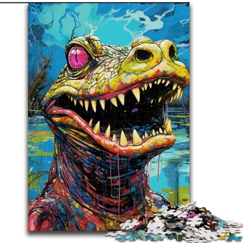 Puzzle für Erwachsene, 1000 Teile, Bunte Nilkrokodile, anspruchsvolles DIY-Dekorationsspiel, interaktives Familienspielzeug (Größe: 26x38cm) von LGSHENG