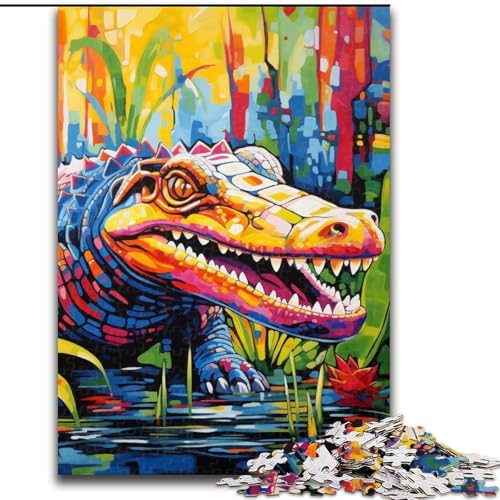 Puzzle für Erwachsene, 1000 Teile, Bunte Nilkrokodile, anspruchsvolles Denkspiel, Familienaktivität, Heimdekoration, (Größe: 50x75cm) von LGSHENG