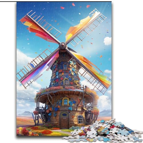 Puzzle für Erwachsene, 1000 Teile, Bunte Windmühlen, anspruchsvolles Denkspiel für Teenager, Spaß für den Spieleabend mit der Familie (Größe: 26x38cm) von LGSHENG