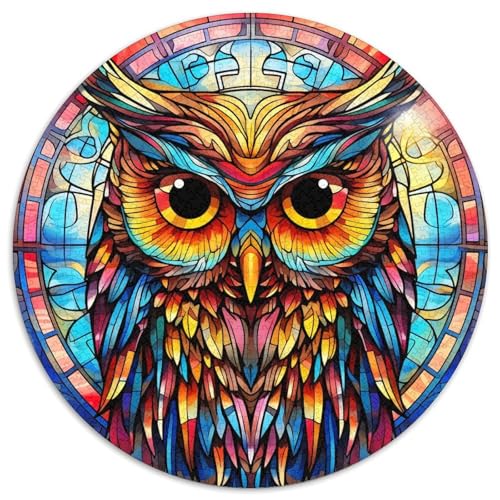 Puzzle für Erwachsene, 1000 Teile, Buntglas-Eule, Papierpuzzle, interaktives Familienspiel, Denksportaufgabe, Geschenk, Lernspielzeug (67,5 x 67,5 cm) von LGSHENG
