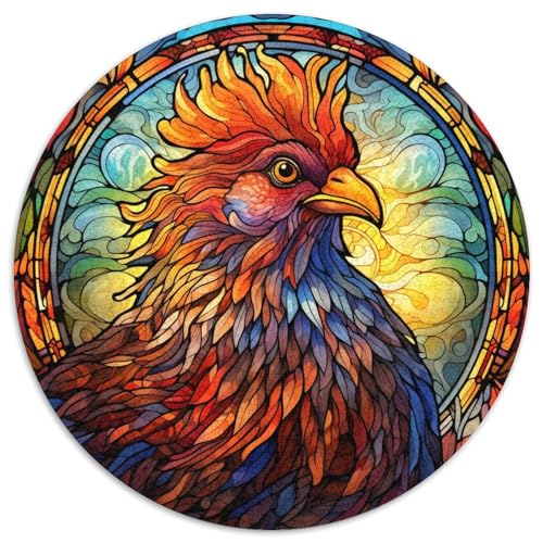 Puzzle für Erwachsene, 1000 Teile, Buntglas-Hahn, 1000 Teile, Puzzle für Erwachsene, ideales Weihnachts- oder Geburtstagsgeschenk, Partyspiel-Spielzeug (67,5 x 67,5 cm) von LGSHENG
