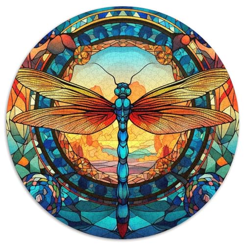Puzzle für Erwachsene, 1000 Teile, Buntglas-Libellen-Puzzle, Familienaktivitätsspiel für Teenager, anspruchsvolles Denkspiel (67,5 x 67,5 cm) von LGSHENG