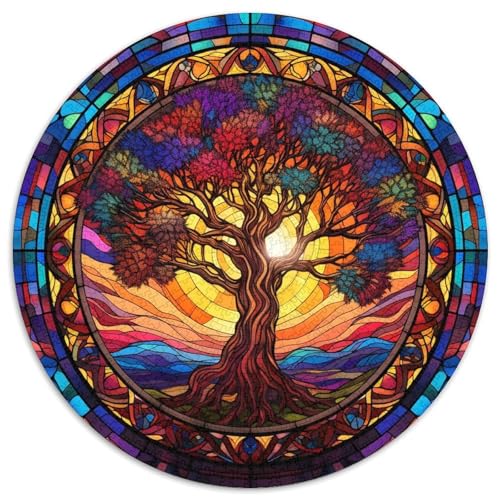 Puzzle für Erwachsene, 1000 Teile, Buntglasbaum-Puzzle, Familienaktivitätsspiel für Teenager, anspruchsvolles Denkspiel (67,5 x 67,5 cm) von LGSHENG