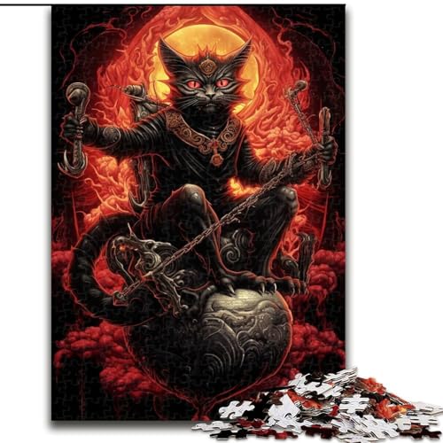 Puzzle für Erwachsene, 1000 Teile, Dämonenkatze, Familienaktivitätsspiel für Teenager, anspruchsvolles Denkspiel (Größe: 26x38cm) von LGSHENG