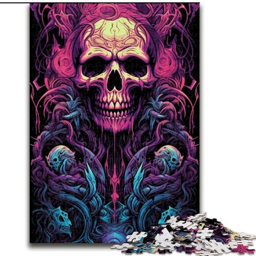 Puzzle für Erwachsene, 1000 Teile, Dämonenschädel mit violetten Augen, Puzzle-Familienaktivitätsspiel für Teenager, anspruchsvolles Denkspiel (Größe: 50x75cm) von LGSHENG