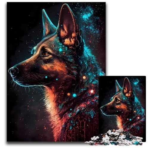 Puzzle für Erwachsene, 1000 Teile, Deutscher Schäferhund, Unmögliches Puzzle für Erwachsene, Ideal für Familienspaß, Entspannung, 50x75cm von LGSHENG