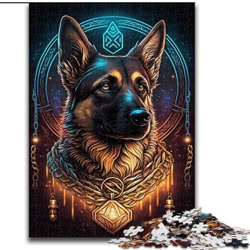 Puzzle für Erwachsene, 1000 Teile, Deutscher Schäferhund, pädagogisches Denkspiel, künstlerische Heim- und Bürodekoration, ab 14 Jahren (Größe: 50x75cm) von LGSHENG