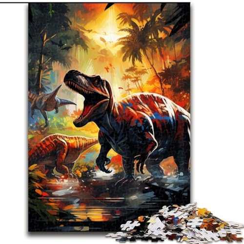 Puzzle für Erwachsene, 1000 Teile, Dinosaurierwelt, anspruchsvolles DIY-Dekorationsspiel, interaktives Familienspielzeug (Größe: 26x38cm) von LGSHENG