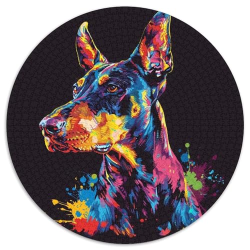 Puzzle für Erwachsene, 1000 Teile, Dobermann-Pinscher, rund, Denksportspiel, interaktives Familienspiel, geeignet für Kinder ab 14 Jahren, 67,5 x 67,5 cm Puzzle für Erwachsene, 1000 Teile, Dobermann-Pinscher, rund, Denksportspiel, interaktives Familienspiel, geeignet für Kinder ab 14 Jahren, 67,5 x 67,5 cm von LGSHENG