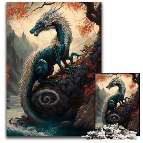Puzzle für Erwachsene, 1000 Teile, Drachen, asiatisches Puzzle für Erwachsene, schwieriges Denkspiel für Jugendliche, 26x38cm von LGSHENG