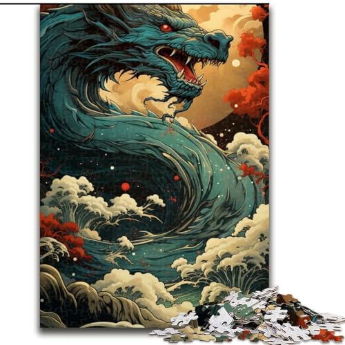 Puzzle für Erwachsene, 1000 Teile, Drachen-Puzzle im japanischen Stil, interaktives Familienspiel, DIY-Heimdekor, Gehirn-Herausforderung, Geschenk (Größe: 26x38cm) von LGSHENG