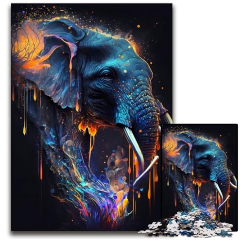 Puzzle für Erwachsene, 1000 Teile, Elefanten-Puzzle, farbenfrohe Heimdekoration und interaktives Familienspiel, 50x75cm von LGSHENG