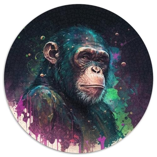 Puzzle für Erwachsene, 1000 Teile, Fantasie-Schimpansen-Puzzle, rund, kompliziertes Design für Teenager, DIY-Dekor und gehirnfördernder Spaß, 67,5 x 67,5 cm Puzzle für Erwachsene, 1000 Teile, Fantasie-Schimpansen-Puzzle, rund, kompliziertes Design für Teenager, DIY-Dekor und gehirnfördernder Spaß, 67,5 x 67,5 cm von LGSHENG