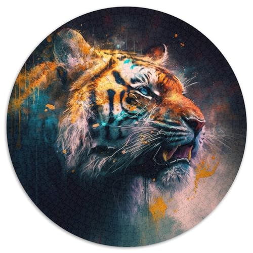 Puzzle für Erwachsene, 1000 Teile, Fantasie-Tiger, runde Papppuzzles, Muttertag, Geburtstage, Weihnachten, 67,5 x 67,5 cm Puzzle für Erwachsene, 1000 Teile, Fantasie-Tiger, runde Papppuzzles, Muttertag, Geburtstage, Weihnachten, 67,5 x 67,5 cm von LGSHENG