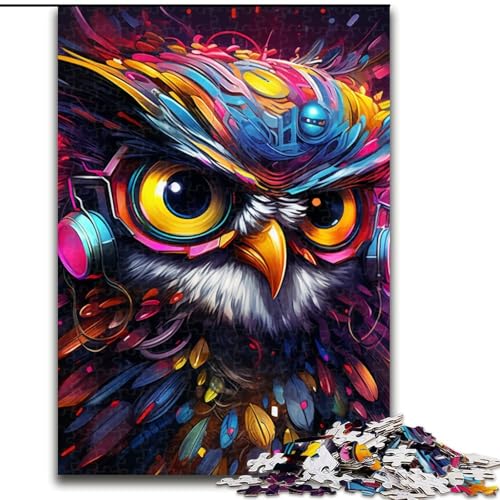 Puzzle für Erwachsene, 1000 Teile, Fantasy-Art-Eulen-Puzzle, anspruchsvolles DIY-Dekorationsspiel, interaktives Familienspielzeug (Größe: 26x38cm) von LGSHENG