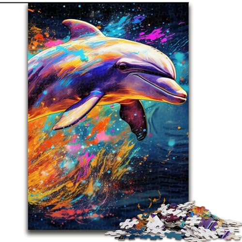 Puzzle für Erwachsene, 1000 Teile, Farbdelfin-Puzzle, anspruchsvolles Denkspiel für Teenager, perfekt als Heimdekoration oder Geschenk (Größe: 50x75cm) von LGSHENG