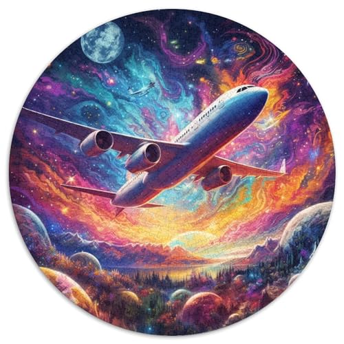 Puzzle für Erwachsene, 1000 Teile, Farbkunst, Flugzeug, rund, Papierpuzzle, interaktives Familienspiel, Denksportaufgabe, Geschenk, Lernspielzeug (67,5 x 67,5 cm) von LGSHENG
