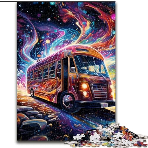 Puzzle für Erwachsene, 1000 Teile, Farbkunst-Bus-Puzzle, anspruchsvolles Denkspiel für Teenager, Spaß für den Spieleabend mit der Familie (Größe: 26x38cm) von LGSHENG