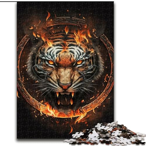 Puzzle für Erwachsene, 1000 Teile, Feuertigerkopf-Puzzle, pädagogisches Denkspiel, künstlerische Heim- und Bürodekoration, ab 14 Jahren (Größe: 26x38cm) von LGSHENG