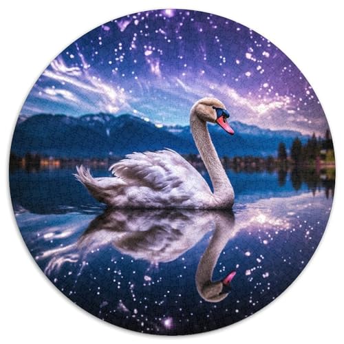 Puzzle für Erwachsene, 1000 Teile, Galaxie, lila Schwan, runde Puzzles, anspruchsvolles Denkspiel für Teenager, perfekt als Heimdekoration oder Geschenk (67,5 x 67,5 cm) von LGSHENG