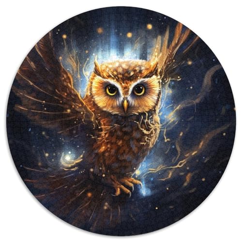 Puzzle für Erwachsene, 1000 Teile, Galaxie-Eule, rund, Papierpuzzle, interaktives Familienspiel, Denksportaufgabe, Geschenk, Lernspielzeug (67,5 x 67,5 cm) von LGSHENG