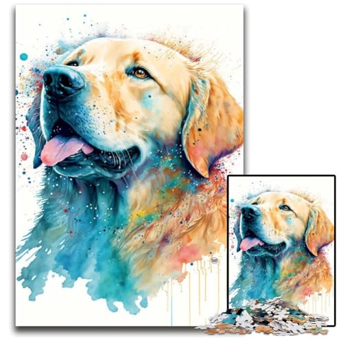 Puzzle für Erwachsene, 1000 Teile, Golden Retriever, Unmögliches Puzzle für Erwachsene, Ideal für Familienspaß, Entspannung, 50x75cm von LGSHENG