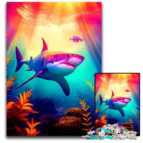 Puzzle für Erwachsene, 1000 Teile, Hai-Puzzle für Erwachsene, schwieriges Denkspiel für Jugendliche, 50x75cm von LGSHENG