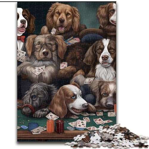 Puzzle für Erwachsene, 1000 Teile, Hunde Spielen Poker, Puzzle, Familienbindungsaktivität, einzigartiges Geschenk für Feiertage und Geburtstage (Größe: 26x38cm) von LGSHENG